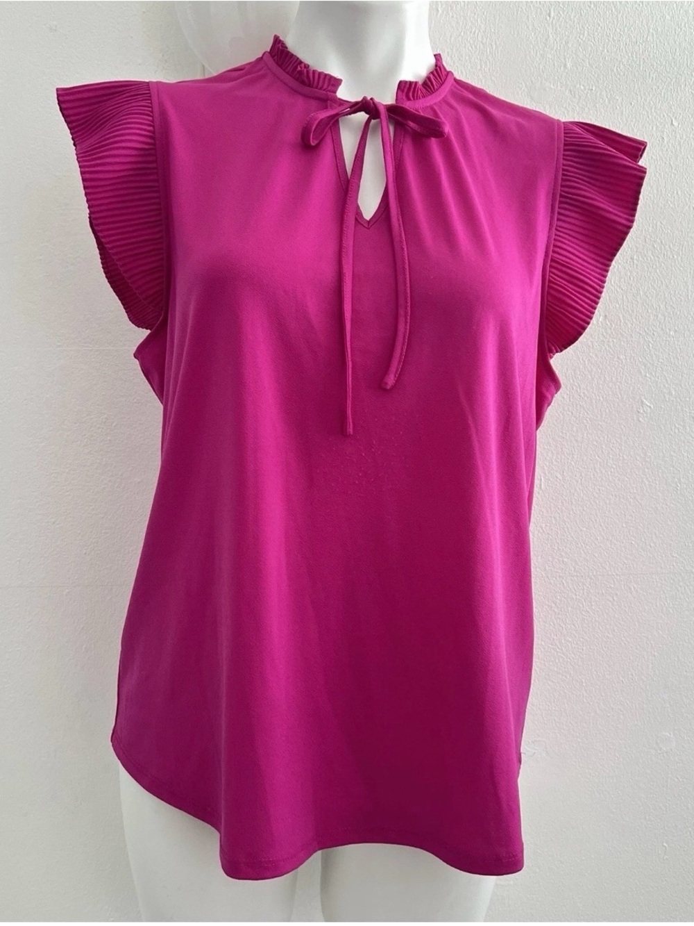 NEW Nanette Lepore Ruffle cap Sleeve Blouse top magenta pink LARGE